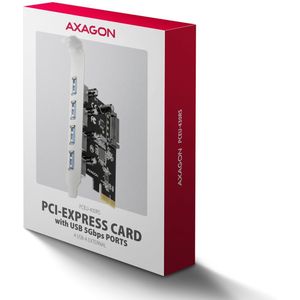 AXAGON - PCEU-430RS - PCIe Card - 4x USB 5Gbps Poorten - SATA Power