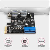 Axagon - PCEU-232RS - Uitbreidingskaart - Zwart - PCIe 4.0 x1 - 4x USB 3.0