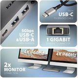 Axagon - HMC-7HX2 - USB-C Dockingstation - Grijs - 7 Poorten