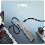 Axagon - HMC-7HX2 - USB-C Dockingstation - Grijs - 7 Poorten