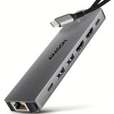 Axagon - HMC-7HX2 - USB-C Dockingstation - Grijs - 7 Poorten