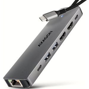 Axagon - HMC-7HX2 - USB-C Dockingstation - Grijs - 7 Poorten