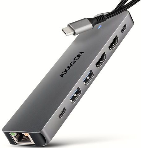 Axagon - HMC-7HX2 - USB-C Dockingstation - Grijs - 7 Poorten