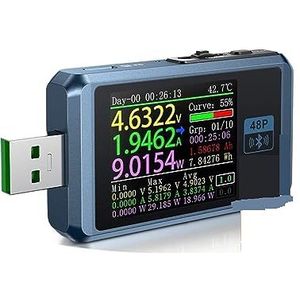 USB-tester USB-batterijtester Voltmeter Ampèremeter TYPE-C Snelle laaddetectie Trigger Capaciteitsmeting Rimpelmonitor Betrouwbaarheid en hoge veiligheid (Color : 48P With BT, Size : 1)