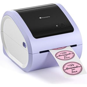 Phomemo D520-BT Bluetooth Thermische Verzending Label Printer Draadloze Desktop Printer Voor Barcode Adres Labels  Maat: US (Paars Wit)