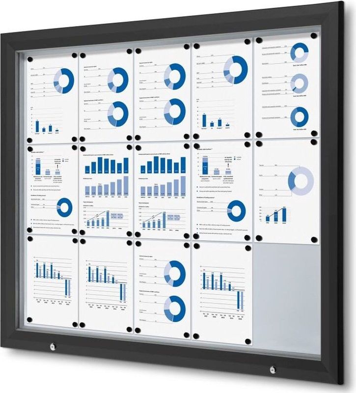 Showdown Displays - Schaukasten Premium für Außen - 15x din A4 - Schwarz