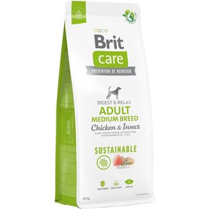 2x12kg Brit Care Dog Sustainable Adult Medium Breed Kip & Insecten Hondenvoer Droog