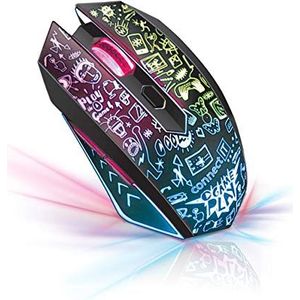 Connect It - Doodle RGB - Gaming Muis - Zwart - Draadloos - 6 Toetsen