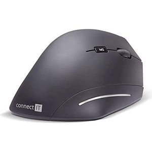 CONNECT IT Ergonomische draadloze muis (+ 2 x AAA batterijen gratis) | Verticale muis DPI 1600, 6 toetsen | Preventie tegen muisarm / tennisarm - bijzonder armvriendelijk | muis draadloos ergonomisch