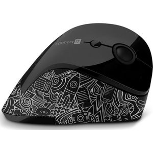 FOR HEALTH DOODLE - Ergonomische Draadloze Muis - Zwart - Optische Sensor - 1600 dpi