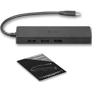 i-tec USB-C Slink 3-Port HUB met Gigabit Ethernet Adapter RJ-45 10/100/1000 Mbps en 3 USB 3.0-Poorten voor Windows MacOS Linux Android