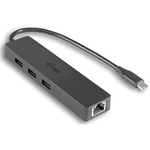 i-tec USB C Slim HUB 3-Port met Gigabit Ethernet-adapter, USB 3.0 naar RJ-45, 10/100/1000 Mbps, 3x USB 3.0 poort, voor Notebook Tablet Smartphone PC met USB-C connector, compatibel met Thunderbolt 3, Windows Mac Linux Android