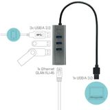 i-Tec USB 3.2 Gen 1 Hub - 3 Poorten - Gigabit Ethernet