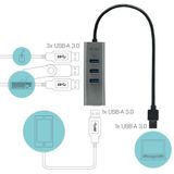i-tec - U3HUBMETAL403 - Docking Station - Grijs - USB-A - 4 Havens
