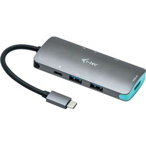i-tec USB-C Metal Nano Dock met HDMI + USB-A + Audio/Mic + Kaartlezer + USB-C Oplaadpoort