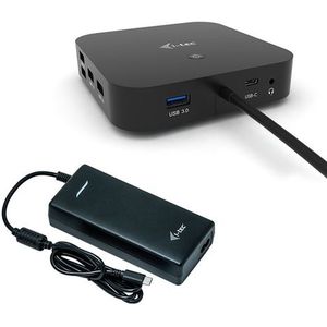 I-tec - Compact USB-C Docking Station - 2 x Displayport - 5 x USB-A - 1 x USB-C - Ethernet - Audio In/Uit - Kaartlezer - Inclusief 100W Oplader
