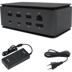 I-TEC USB 4 Dual Dock + oplader PD 80 W + universele oplader 112 W