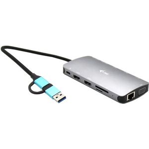 i-Tec USB-C Nano Dock - 2x HDMI + VGA + Ethernet + USB-A + Kaartlezer