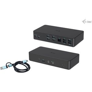i-tec CADUAL4KDOCKPD2 (Thunderbolt, USB C), Docking station + USB-hub, Zwart