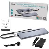 i-tec C31FLAT2PDPRO laptop dock & poortreplicator Bedraad USB 3.2 Gen 1 (3.1 Gen 1) Type-C Zilver