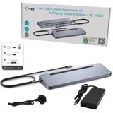 i-tec C31FLAT2PDPRO100W laptop dock & poortreplicator Bedraad USB 3.2 Gen 1 (3.1 Gen 1) Type-C Zilver