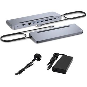 i-tec C31FLAT2PDPRO100W laptop dock & poortreplicator Bedraad USB 3.2 Gen 1 (3.1 Gen 1) Type-C Zilver