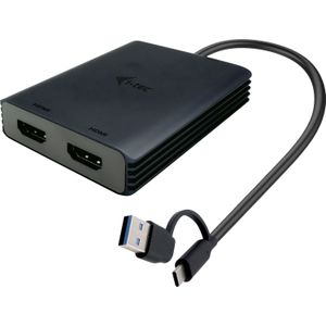 i-tec USB-A/USB-C Dual 4K/60 Hz HDMI Video Adapter