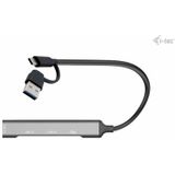 i-tec CAHUBMETALMINI4 interface hub USB 3.2 Gen 1 (3.1 Gen 1) Type-A + Type-C 5000 Mbit/s Zilver