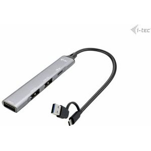 i-tec CAHUBMETALMINI4 interface hub USB 3.2 Gen 1 (3.1 Gen 1) Type-A + Type-C 5000 Mbit/s Zilver