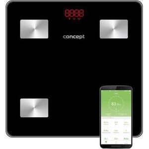 Concept VO4001 Glazen diagnoseweegschaal, personenweegschaal met app, digitale weegschaal, lichaamsanalyse, lichaamsvetweegschaal, spiermassa, BMI led-display, bluetooth, gewicht tot 180 kg