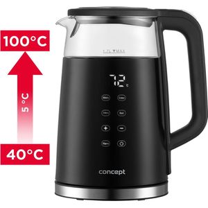 Concept - Glazen Waterkoker met Temperatuurregeling 1.7L - RK4100 - Zwart