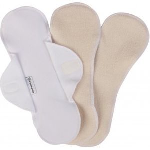 Bamboolik wasbaar maandverband - badstof - biologisch katoen - met klittenband sluiting - 3 stuks - wit