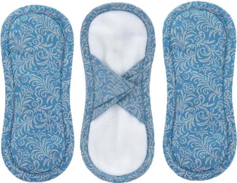 Bio katoen - satijn wasbare inlegkruisjes met klittenband - 3 stuks - grijs blauw