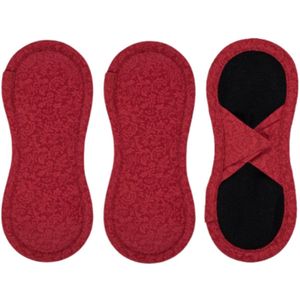 Bamboolik bio satijn katoen wasbare inlegkruisjes met klittenband - 3 stuks - rood