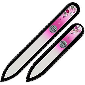 Mont Bleu Cadeaus voor vrouwen, set bestaande uit 2 glazen nagelvijlen, met de hand versierd met Swarovski-elementen, glazen nagelvijl voor natuurlijke nagels, nagelvijl, cadeau voor vrouwen
