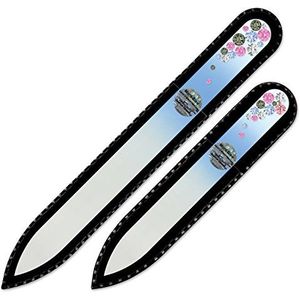 Mont Bleu Set bestaande uit 2 handgemaakte glazen nagelvijlen met de hand versierd kristallen van Swarovski - echt gehard glas