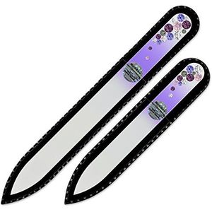 Mont Bleu Set bestaande uit 2 handgemaakte glazen nagelvijlen met de hand versierd kristallen van Swarovski - echt gehard glas
