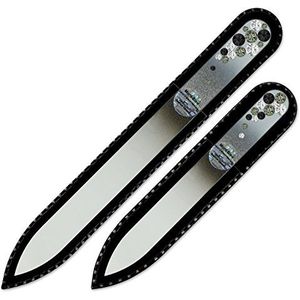 Mont Bleu set bestaande uit 2 glazen nagelvijlen met de hand versierd met Swarovski-elementen, glasvijl voor nagels, handgemaakt, glasnagelvijl voor nagels