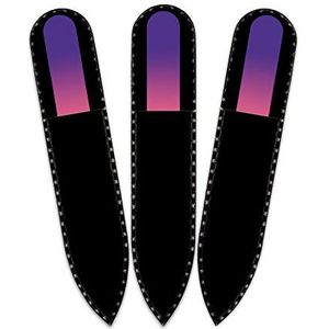 Mont Bleu klein glazen nagelvijl in een fluwelen zakje, regenboogkleuren, echt getemperd Tsjechisch glas – levenslange garantie – handgemaakt in Tsjechië – beste nagelvijlen voor natuurlijke nagels