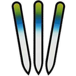 Mont Bleu glazen nagelvijl in een fluwelen zakje, regenboogkleuren, echt getemperd Tsjechisch glas – levenslange garantie – handgemaakt in Tsjechië – beste nagelvijlen voor natuurlijke nagels