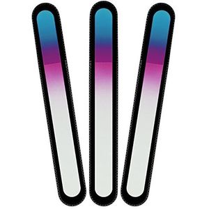 Mont Bleu groot glazen nagelvijl in een fluwelen zakje, regenboogkleuren, echt getemperd Tsjechisch glas – levenslange garantie – handgemaakt in Tsjechië – beste nagelvijlen voor natuurlijke nagels