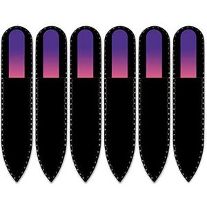 Mont Bleu klein glazen nagelvijl in een fluwelen zakje, regenboogkleuren, echt getemperd Tsjechisch glas – levenslange garantie – handgemaakt in Tsjechië – beste nagelvijlen voor natuurlijke nagels