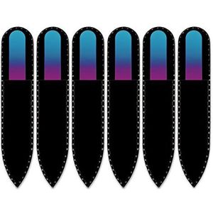 Mont Bleu klein glazen nagelvijl in een fluwelen zakje, regenboogkleuren, echt getemperd Tsjechisch glas – levenslange garantie – handgemaakt in Tsjechië – beste nagelvijlen voor natuurlijke nagels