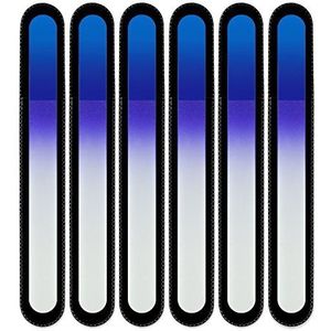 Mont Bleu groot glazen nagelvijl in een fluwelen zakje, regenboogkleuren, echt getemperd Tsjechisch glas – levenslange garantie – handgemaakt in Tsjechië – beste nagelvijlen voor natuurlijke nagels