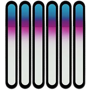 Mont Bleu groot glazen nagelvijl in een fluwelen zakje, regenboogkleuren, echt getemperd Tsjechisch glas – levenslange garantie – handgemaakt in Tsjechië – beste nagelvijlen voor natuurlijke nagels