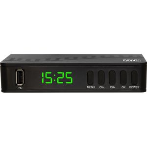 Evolveo EasyPhone ALPHA T2 Kabel, Terrestrisch Full HD Zwart (DVB-T2), TV-ontvanger, Zwart