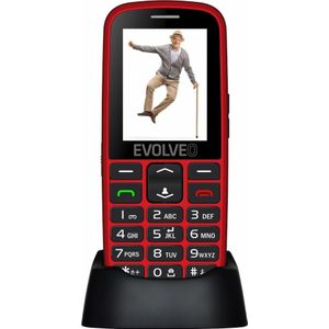 Evolveo EasyPhone EG (2.4") Zwart, Rood Seniorentelefoon (2.40", 2G), Sleutel mobiele telefoon, Rood, Zwart