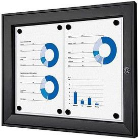 Showdown Schaukasten für Innen und Außen scs - 2x din A4 - Aluminium - Schwarz
