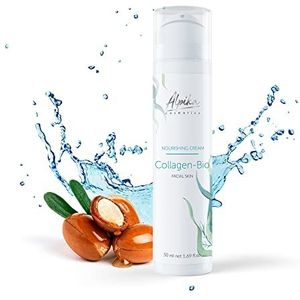 Alpika Verzorgende crème met collageen, gezichtscrème voor de droge huid, anti-aging crème met 99% natuurlijke ingrediënten, hyaluronzuur (50 ml)