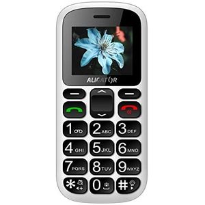 ALIGATOR AZA321WT Senioren mobiele telefoon met 1,8 inch kleurendisplay, SOS-knop en locatie, 122 x 55 x 14 mm, wit